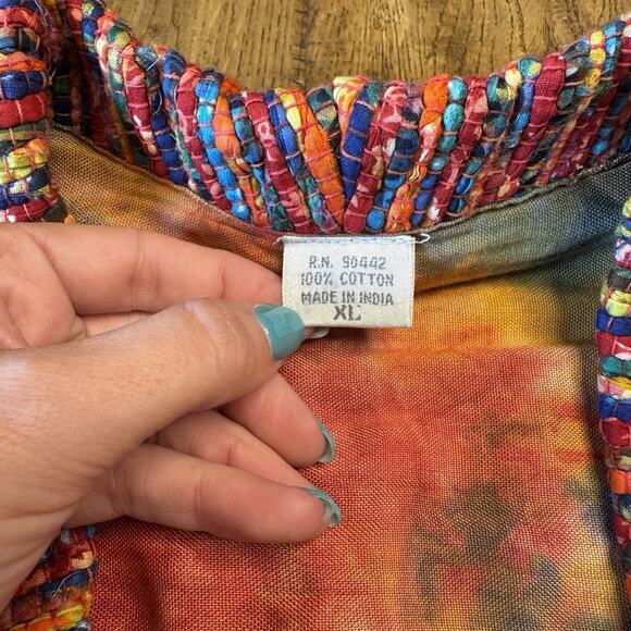 VTG Rainbow Colorful Art To Wear Handwoven Jacket Blazer Womens Sz XL - Picture 2 of 5